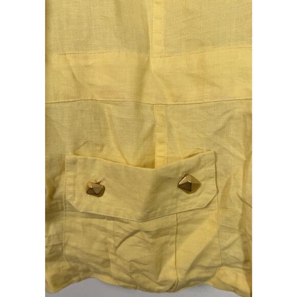 Chicos Yellow 100% Linen Safari Jacket Size 3 - XL Roll-Tab Sleeve Lightweight - Picture 4 of 6